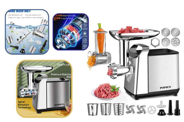Meat Grinder Electric, Rotary Cheese Grater Max 2000W Food Slicer 4-In-1 Powerful Electric Meat Grinder